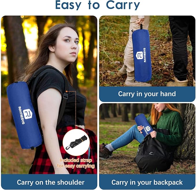 Raynesys Portable Camping Chair 1 Pack, 8 Seconds Quick Setup Folding Camping Chair, Flexible 360° Rotation, 3.8Lb Lightweight Travel Chairs for Easy Carry to Hiking, Sporting, Beach, Blue