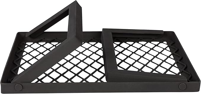 Amazon Basics Heavy-Duty Portable Camping Grill Grate for Outdoor Open Flame Cooking, Foldable, Sturdy, 15.9" x 12.2", Black
