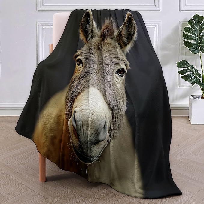 Donkey Flannel Blanket, Donkey Gifts, Animal-Themed Blanket for Women, Soft Lightweight Throw Blankets for Bed Home Travel Decor 50" x 60"