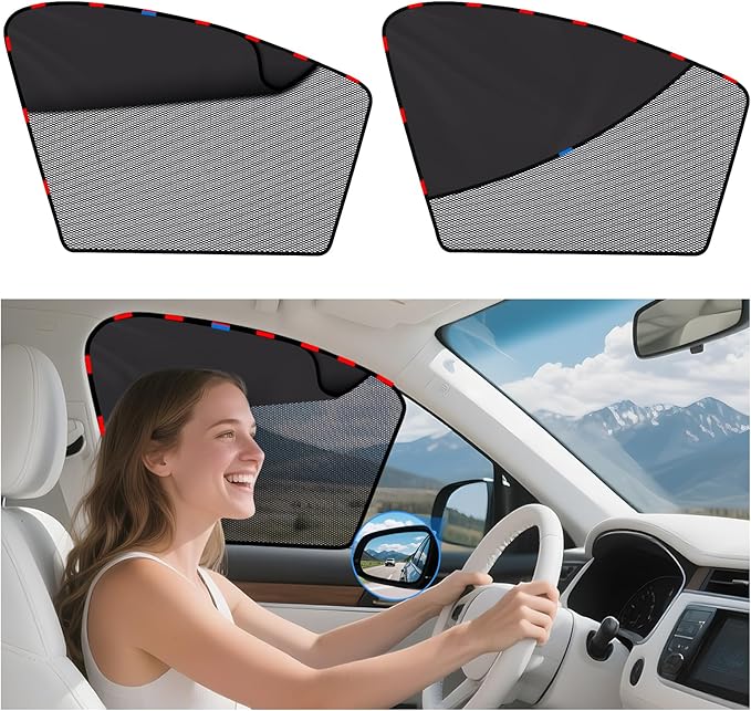 ZATOOTO Car Window Shades Upgraded Driver Side Window Shade with Blackout Layer Foldable Desgin Adjustable Half-Blackout & Mesh Design Just Snap by Magnet Universal for Most Cars