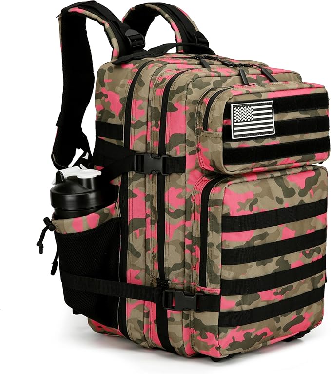 Lovelinks21 45L Tactical Assault Backpack 3 day assault pack with Molle Waterproof backpack Rucksack for Tactical Backpacks (Pink Camo)