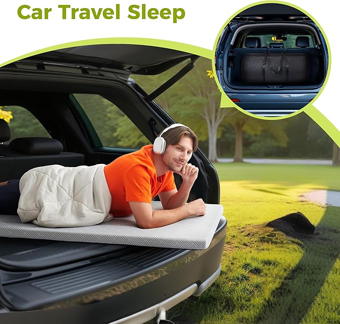 Jamdok Cooling Foam Camping Mattress for Hot Sleeper,Waterproof Sleeping Pad with Carry Bag,Roll Up Cot Mattress Topper for Summer Camping Bed,Hiking,Car,Portable(75 x 30 x 2 inches)