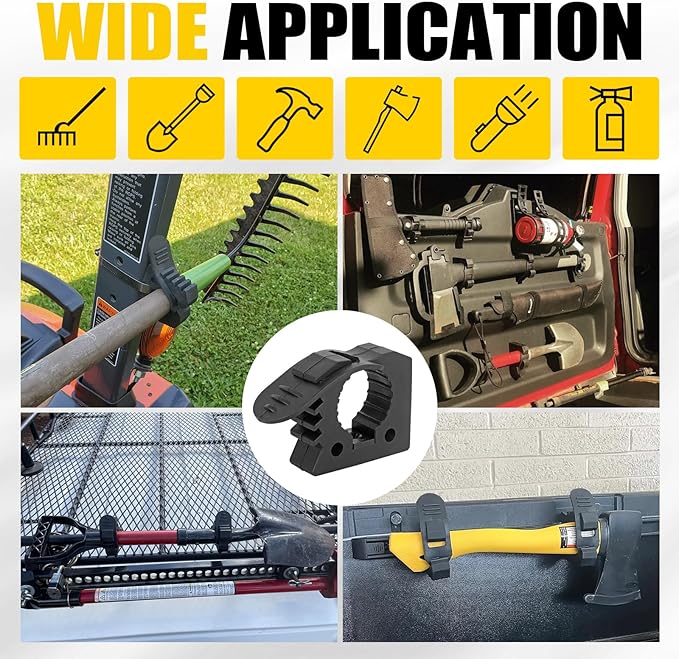 Quick Release Rubber Clamp Mount Shovel Axe Holder Mount Compatible With Truck Boats Trains Vans Or Wall Fits for 1-1/7'' to 1-3/7'' Diameter Tool Or Round Tube 13PCS