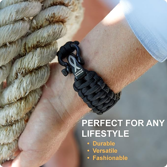 Savior Survival Gear Paracord Watch Band - Compatible with Apple Watch Band 49mm 46mm 45mm 44mm 42mm - iWatch Band Series Ultra 10 9 8 7 6 5 4 3 2 1 SE – Adjustable strap for men (Black, Large)