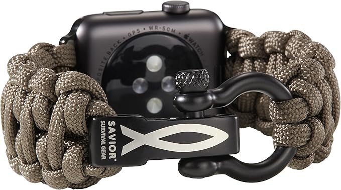 Savior Survival Gear Paracord Watch Band, Compatible with Apple Watch Band 49mm 46mm 45mm 44mm 42mm,iWatch Band Series Ultra 10 9 8 7 6 5 4 3 2 1 SE,Adjustable strap for men (Gunmetal Gray, X- Large)