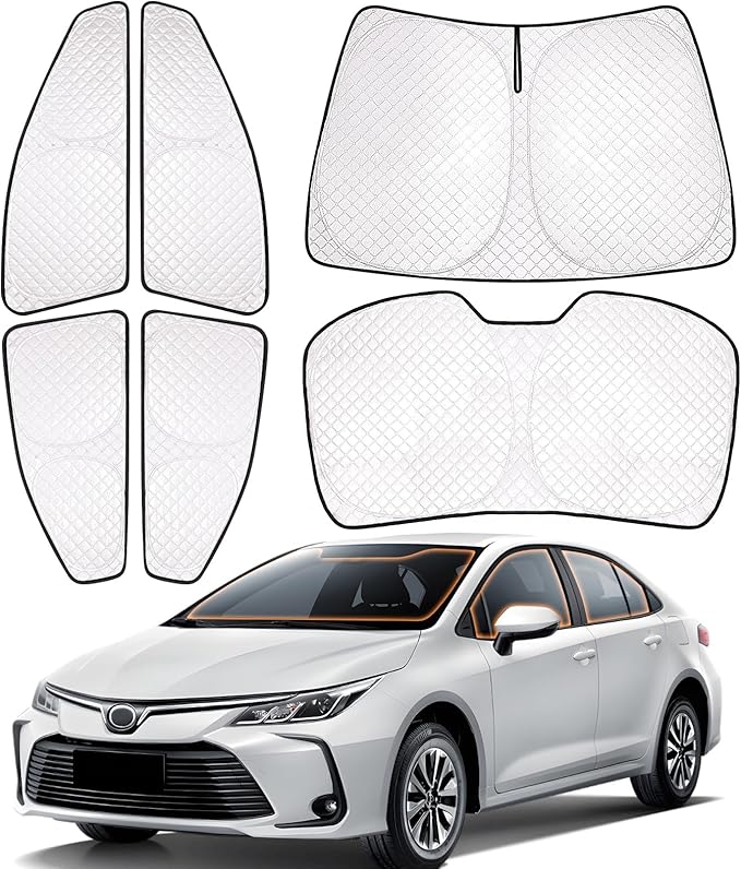 XCBYT 2019-2023 Corolla Full Coverage Window Shades | 6-Layer Blackout Insulated Sun & UV Protection | Custom Fit Privacy Covers for Camping, Sleeping & Car Living (6 PCS)
