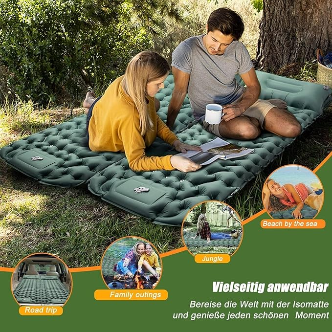 Camping Sleeping Pad, Extra Thick Ergonomic Camping Mattress with Built-in Pump, Lightweight and Compact for Backpacking, Hiking, Tent