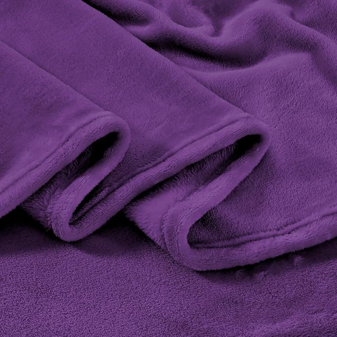 Edenleaf Big Oversized Soft Fleece Blanket, Giant California King Warm Blanket for Whole Family, Bed, Sofa, Couch, Travel and Camping 120x120 Purple