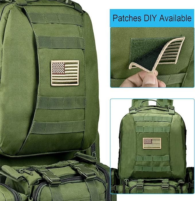 CVLIFE Tactical Backpack Military Army Rucksack 60L Large Assault Pack Detachable Molle Bag, Army Green