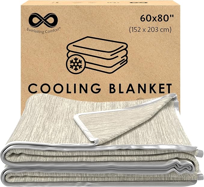 Everlasting Comfort Cooling Blanket for Hot Sleepers - Soft, Lightweight & Breathable Throw Blanket with Easy to Clean Material - Luxury Throws for Hot Flashes & Night Sweats (60"x80")