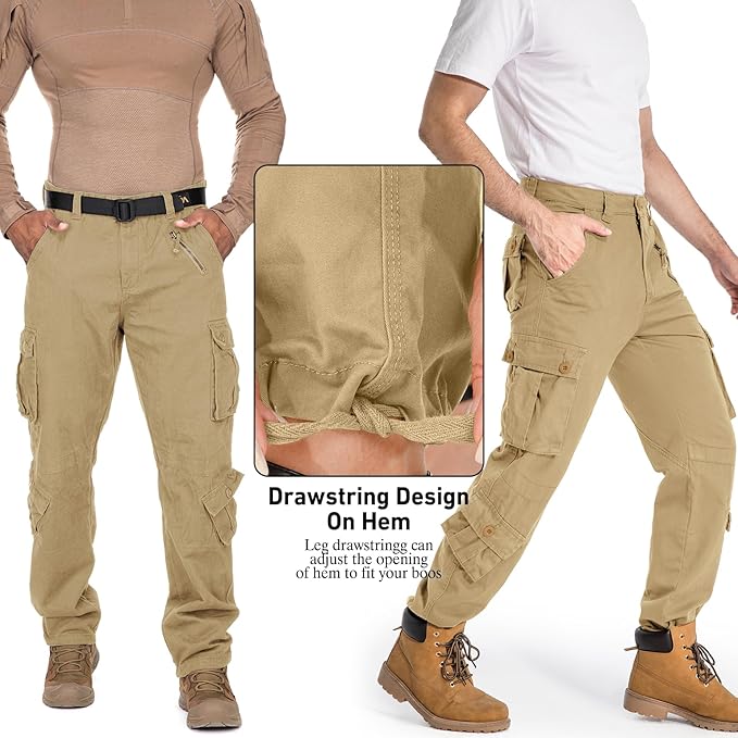 Men's BDU Casual Military Pants, Tactical Wild Army Combat ACU Rip Stop Camo Cargo Work Pants Trousers with 8 Pockets