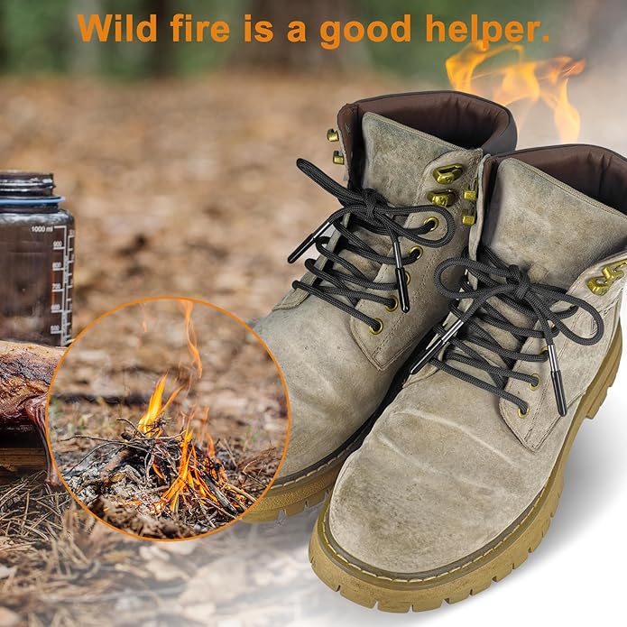 UamGlsob Paracord Survival Shoelaces with Magnesium Fire Starter - Emergency Fire Making Laces for Hiking,Backpacking,Camping