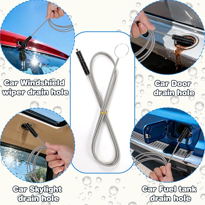 Ixiaoyoo Cleaning Brushes Set, 10 Pieces 8 Inch Nylon Tube Brush + 60 Inch Flexible Long Drain Brush, Hose Pipe Brush, Suitable for Home Kitchen, Bathroom, Fish Tank, Water Pump Accessories (Black)