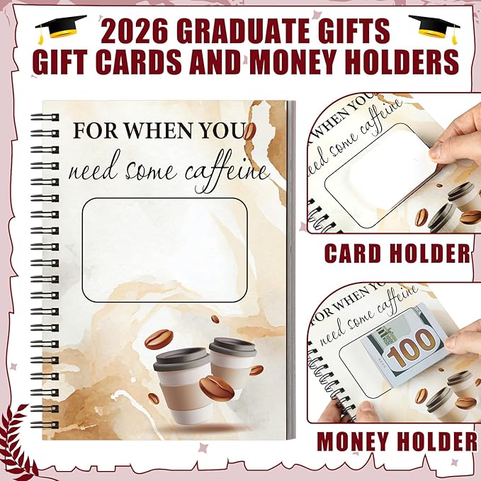 Zhanmai College Gift Card Book 7 x 5 Inch Graduation Gift Card Book 2026 College Survival Booklet Organizer Leaving Home High University School Birthday Care Package Cash Holder (Red Congrats Grad)