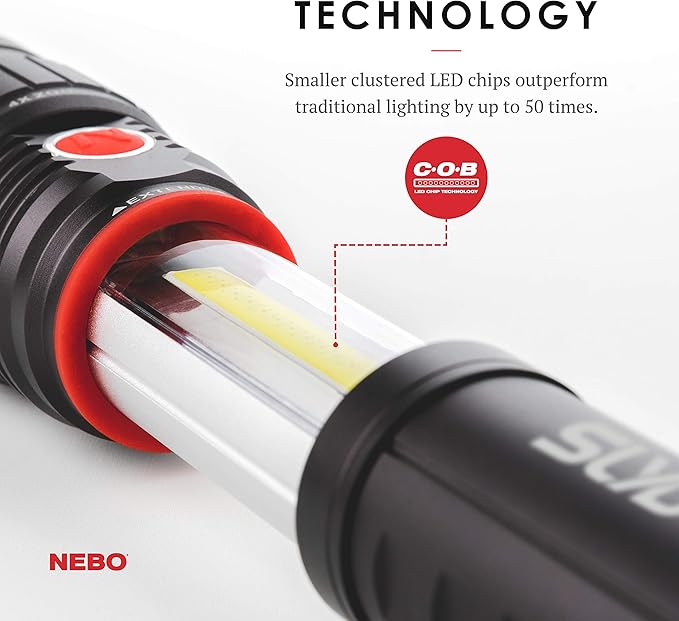 NEBO 300-Lumen LED Worklight Flashlight: Slyde+ Has a Strong Magnetic Base; Use as a Standard Flashlight or Slide to Open and Reveal the Best Work Light - Nebo 6525