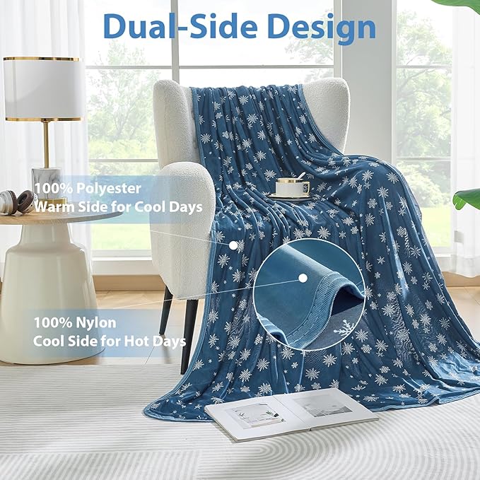OIGAE Cooling Blanket for Hot Sleepers - Soft & Lightweight Summer Cold Blanket for Night Sweats | Perfect for Bed, Couch, Sofa (Dark Blue, Twin 60'' x 80'')
