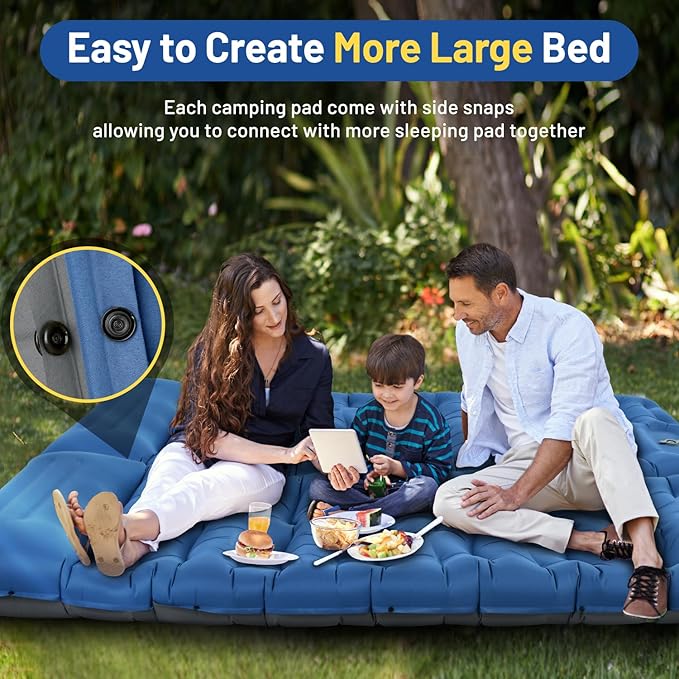 Camping Sleeping Pad, Extra Thick 6 Inch Camping Mat with Pillow Built-in Foot Pump Ultralight Inflatable Sleeping Pads Compact for Hiking Backpacking Camping Traveling Tent, Portable Sleeping Mat