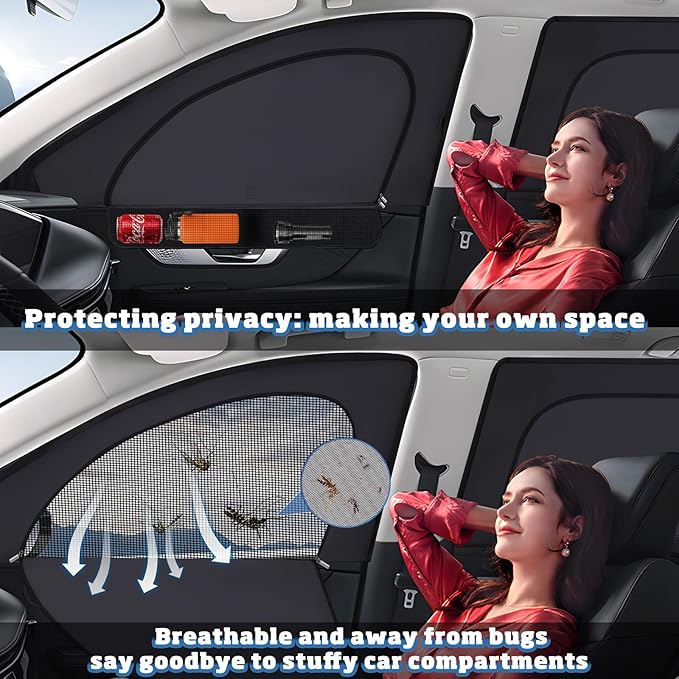 XCBYT 2023-2024 Honda CRV Sunshade Dual Purpose Car Window Covers with Breathable Mesh Insulate Heat 99% Sun UV Blackout Keeps Cool Privacy Curtains for Breastfeeding, Napping, Dressing, Camping