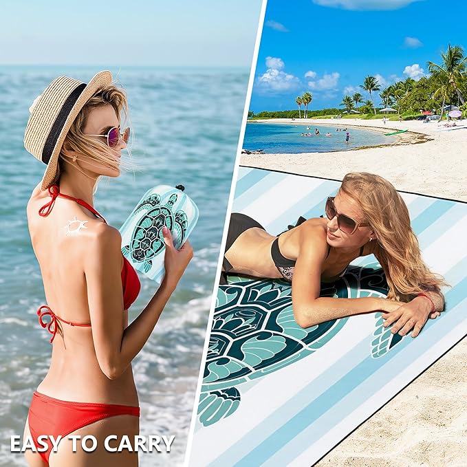 HIHOHO Beach Blanket Waterproof Sandproof Extra Large Beach Mat 79" X 83"/120"x108"for 1-8 Adults Quick Drying Durable Outdoor Picnic Mat for Beach Travel Camping Hiking