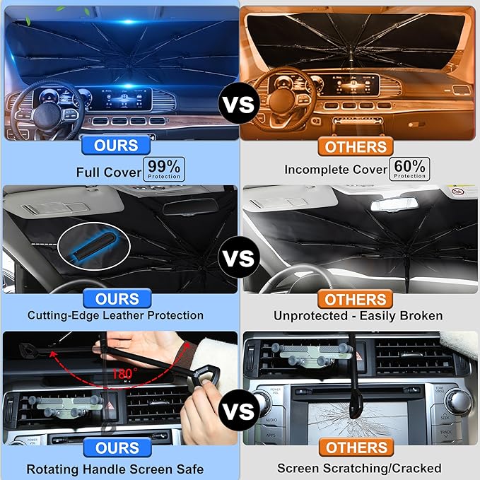 Windshield Sun Shade Umbrella Custom Fit 2018-2024 Toyota Camry LE XLE Hybrid SE XSE Sedan Accessories Front Foldable Window Sunshade