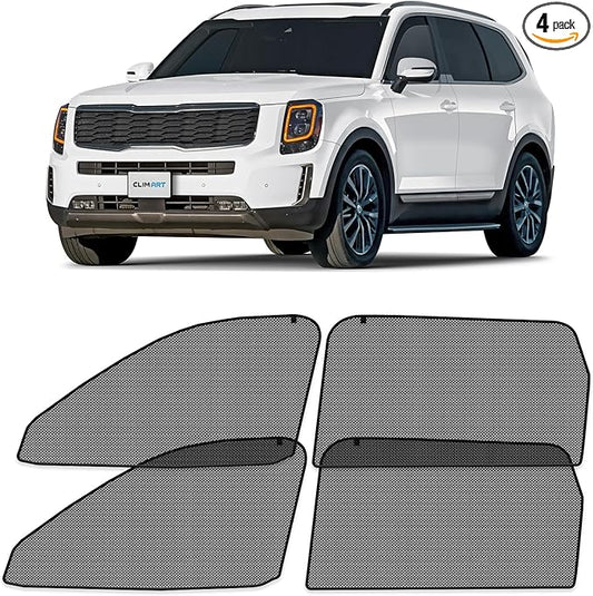 CLIM ART Magnetic Car Window Shades for Kia Telluride 2020-2026 – Custom-Fit Sun Blocker Curtains, Side Window Covers, Essential Car Accessories for Camping, Baby, and Privacy Protection - MS0160