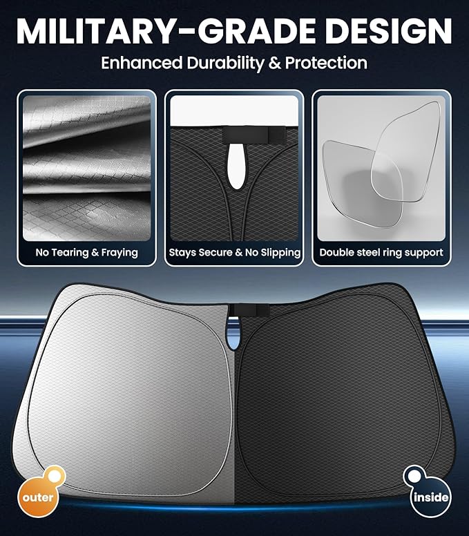 Zanch Custom Windshield Sun Shade for Toyota Camry 2018-2024, 7-Layer Heavy-Duty UV & Heat Block Protection, 3D Laser Scanned Instant Cooling, Foldable Car Accessories