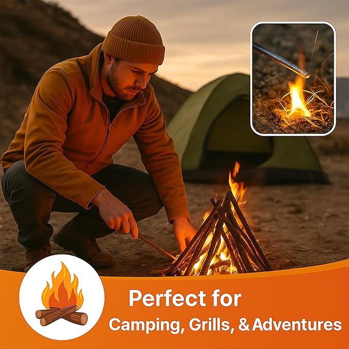 60 pcs Fire Starter – Natural Fire Starters for Campfires, BBQ, Fireplace. Pizza Oven - Weather-Resistant, Waterproof, Quick Ignite, Charcoal Odorless Starter for Grill