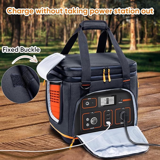 Double-Layer Travel Carrying Case for Jackery Explorer 500 – Portable Power Station Storage Bag with Molded Hard Bottom, Side Ventilation, and Front Pockets for Jackery Accessories & Solar Generator