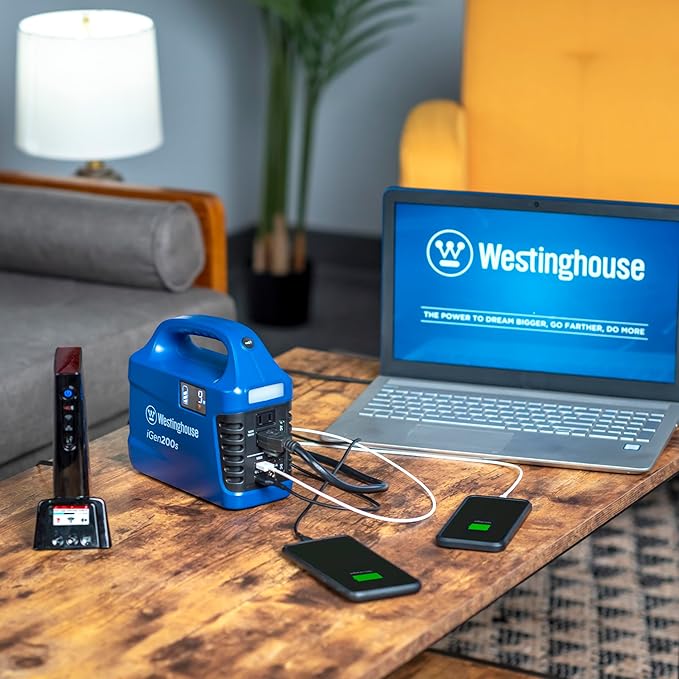 Westinghouse 194Wh 300 Peak Watt Portable Power Station & Solar Generator, Modified Sine Wave AC Outlet, Backup Lithium Battery for Camping, Home, Travel, Indoor/Outdoor Use (Solar Panel Not Included)