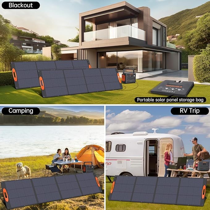 SOKIOVOLA N-Type 16BB 220W Portable Solar Panel for EF/Jackery/Bluetti/Anker Power Station, IP68 Waterproof Foldable Solar Panel ETFE 25% High Efficiency for Outdoor Camping RV Trip