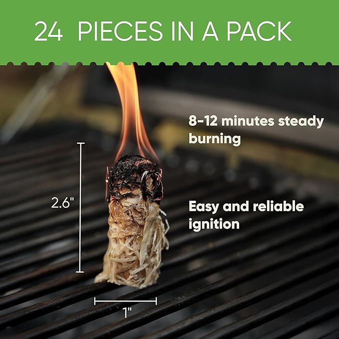 Inflame Fire Starters for Campfires, Grill, BBQ, Fireplace, Woodstove - Charcoal Starter - Waterproof, Weather-Resistant - Natural Wood Fireplace Starters - 24 pcs