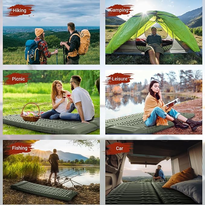 Elegear CumbreX Single Sleeping Pad for Camping, 4.7" Ultra-Thick Inflatable Camping Sleeping Pad with Built-in Foot Pump & Quick Inflation, Portable Camping Sleeping Mat for Backpacking Hiking Tent