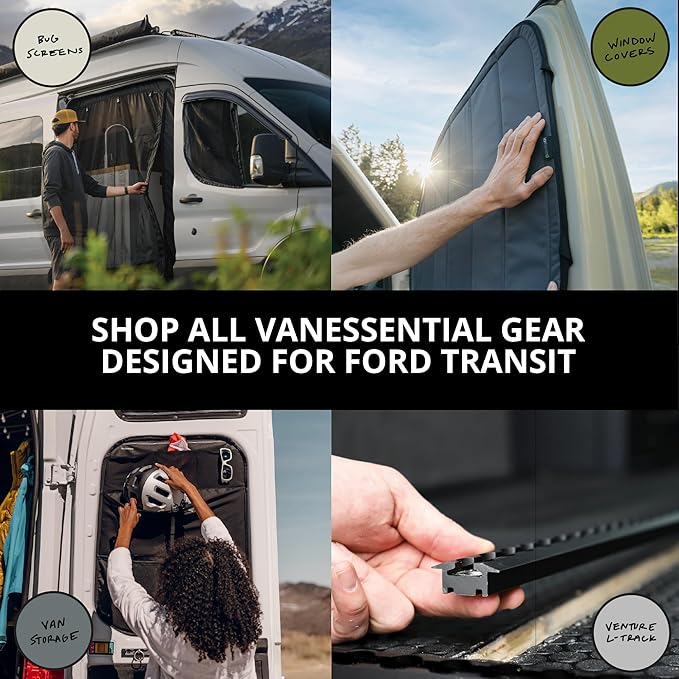 VanEssential Insulated Blackout Front Windshield Window Cover Designed for Ford Transit Van Medium and High Roof Year 2015 to Current - Cool Gray