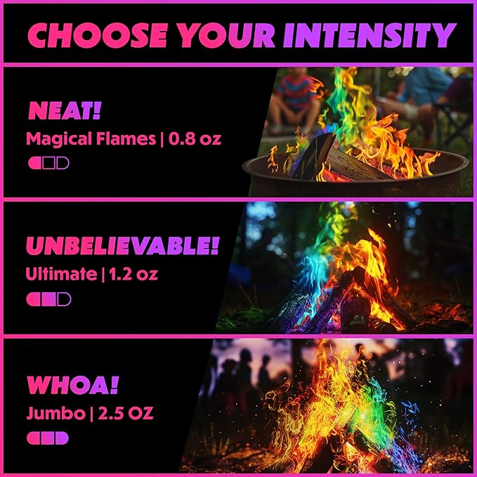 Magical Flames Fire Color Packets (Jumbo 5 Pack), Vibrant Multi-Color Fire for Fire Pits, Campfires, Bonfires & Fireplaces - Camping Essentials & Outdoor Party Accessories