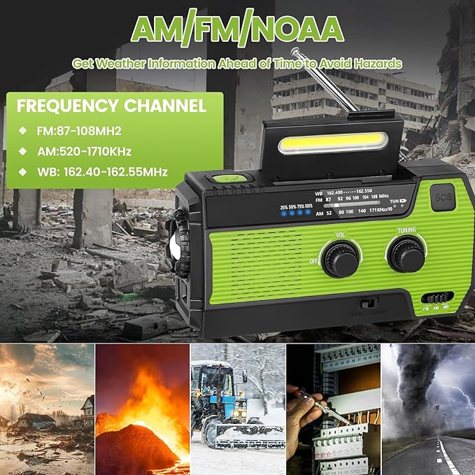 WVL Emergency Radio, 4000mAh/14800mWh NOAA Weather Radio, Solar Hand Crank Emergency Radio with AM/FM/NOAA Weather Alert, Flashlight, Reading Lamp, Cell Phone Charger and SOS Siren(Orange)