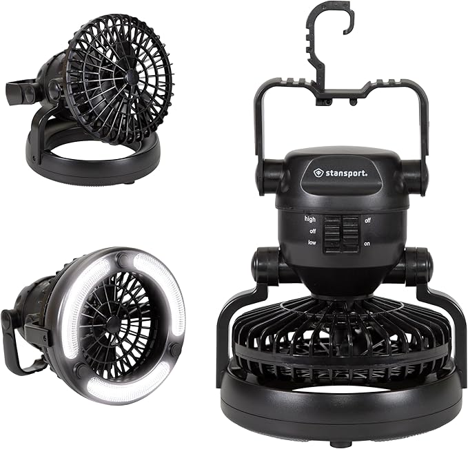 Stansport 450 18-LED Camping Lantern with Fan , Black