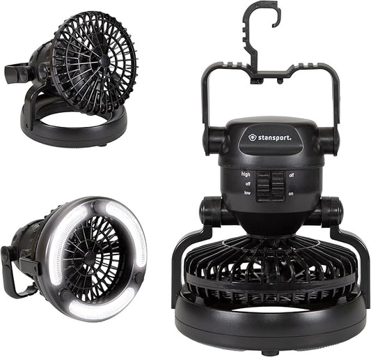 Stansport 450 18-LED Camping Lantern with Fan , Black