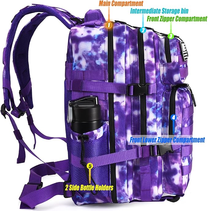 45L Tactical Backpack for Men Women, Military Assault Pack with MOLLE, Large 3 Day Bug Out Bag for Hiking Camping