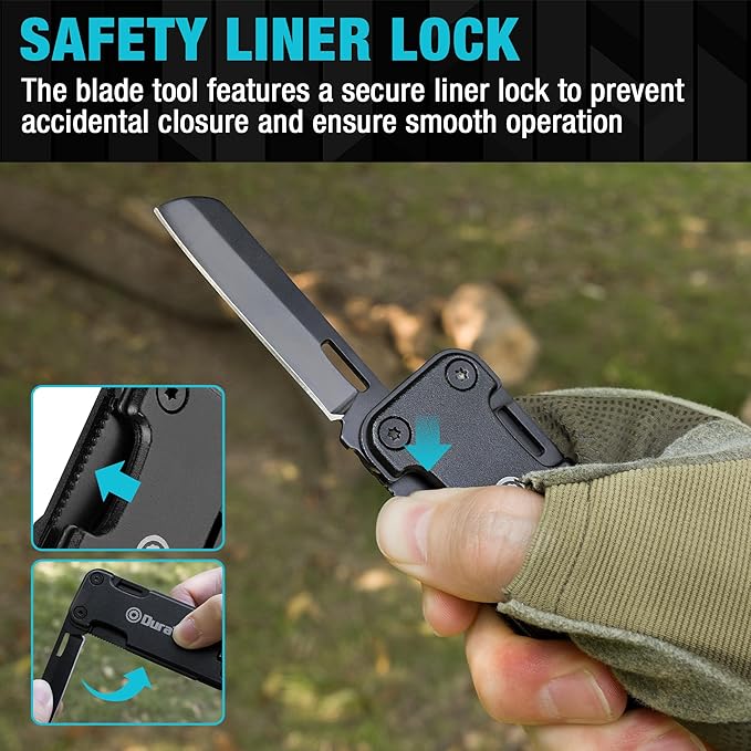 DuraTech 16-in-1 Multitool Knife, Gift for Men, Compact EDC Pocket Tool with Blade, Magnetic Bit Holder, 6 S2 Screwdriver Bits, Bottle Opener & Rope Cutter – Ideal for Camping, Hiking, Survival