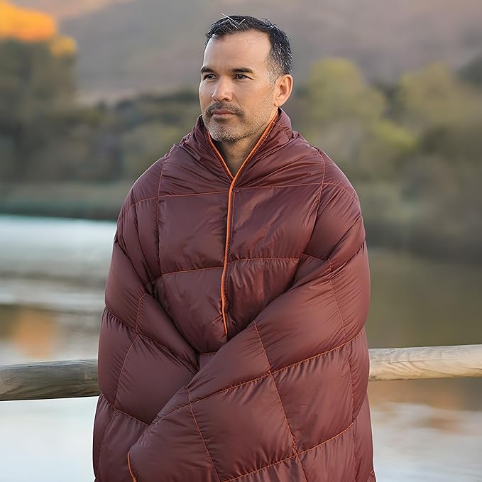 Get Out Gear Down Camping Blanket - Puffy, Packable, Lightweight and Warm | Ideal for Outdoors, Travel, Stadium, Festivals, Beach, Hammock | 650 Fill Power Water-Resistant Backpacking Quilt