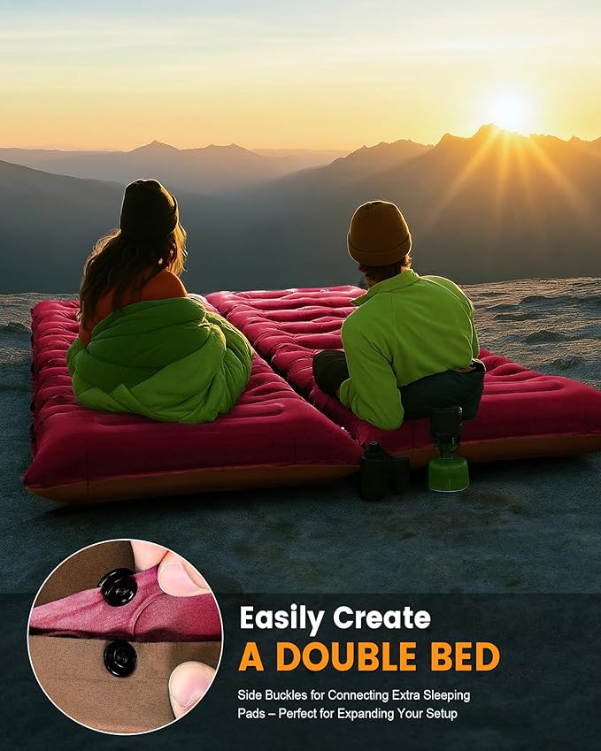 Camping Sleeping Pad,5.9 Inch Thick Camping Mat with Built in Pillow and Foot Pump,Self Inflating Sleeping Pad for Camping Backpacking（Green