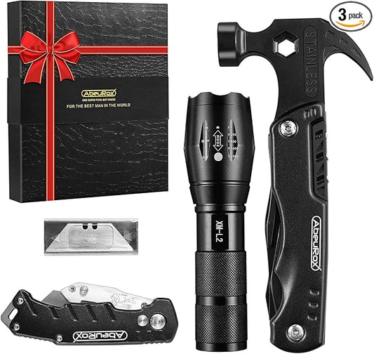 Multitool Pocket Knife, Hammer, Tactical Flashlight (BEST MAN EVER)