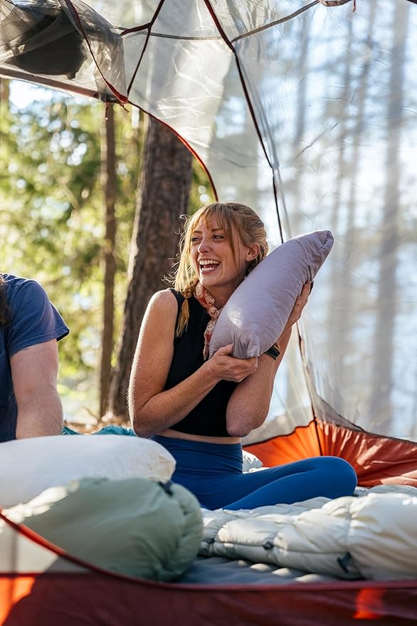 Klymit Drift Camping Pillow | Lightweight, Travel Head Rest for Sleep Filled with Shredded Memory Foam, Reversible Outer Cover for Extended Use, Large Size — Orchid