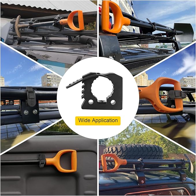 Quick Release Rubber Clamp Mount Fits 1-1/7'' to 1-3/7'' Diameter Tool Shovel Axe Holder Mount Compatible With Trucks Vans Jeep UTV ATV SUV 5PCS