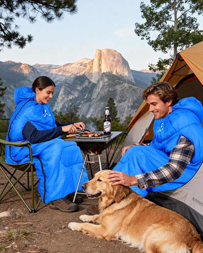Sportneer Wearable Sleeping Bag for Adults & Kids – Walkable with Arm Zippers, Warm Weather & Cold Waterproof, Compact for Camping, Stadiums, Travel, Backpacking & Car Use