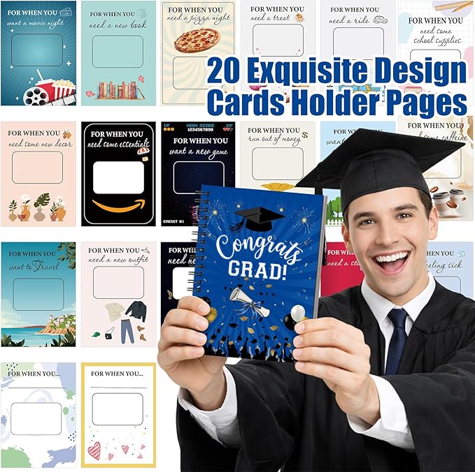 Zhanmai College Gift Card Book 7 x 5 Inch Graduation Gift Card Book 2026 College Survival Booklet Organizer Leaving Home High University School Birthday Care Package Cash Holder(Congrats Grad)