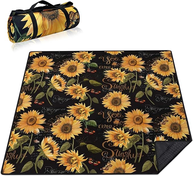 Supfitness Extra Large Picnic Blankets Waterproof Foldable (80 "x 80") Beach Blanket Waterproof Sandproof,3-Layer Thicking Mat Outdoor Packable Camping Blanket