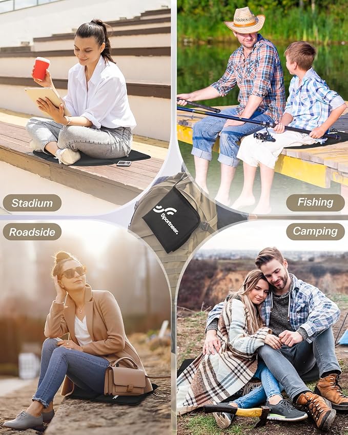 Sportneer Sitting Pad, Lightweight Waterproof Folding Seat Pad for Backpacking, 15.75'' x 15.75'' Portable Camping Seat Mat for Hiking, Picnics & Outdoor Use