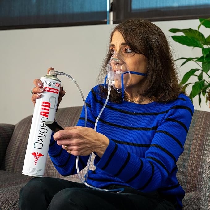 Extra Tall 99.5% Oxygen Canisters - Includes Facemask & Rebreather Mask with Tubing - 2 Pack