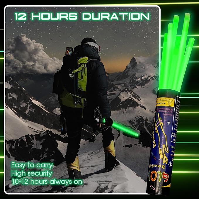 Lewtemi 10 Pcs Large Glow Sticks Big Giant Jumbo Halloween Christmas Emergency Light Stick for Camping Accessories, Survival Kit